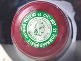 a close up of a bottle of wine with a label on it