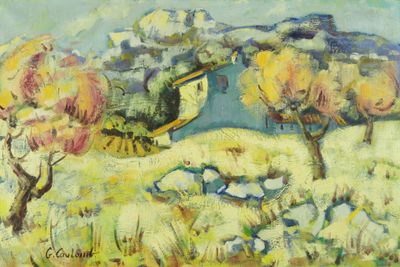 Georges COULOMB (1947-2022). Arbres en fleurs. Huile sur toi…