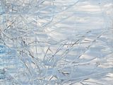 painting of a blue and white abstract painting with lines and shapes