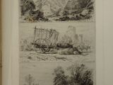 an old book with a drawing of a boat in the water