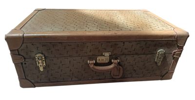 LANCEL, malle cabine dit "wardrobe"en cuir et toile , 85 x 5…