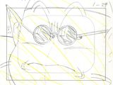 drawing of a cat with glasses and a pen on a piece of paper