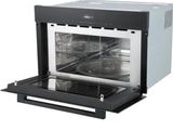 an oven that has a drawer in the middle of it