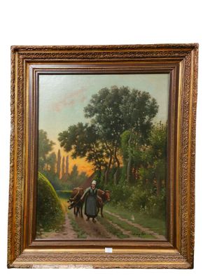 SEIGLER : "La vachère au coucher de soleil".