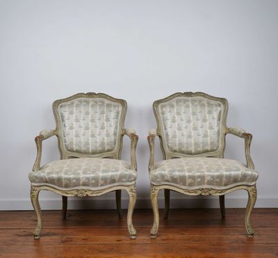 pair of louis xv style armchairs