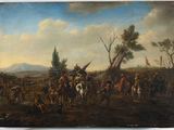 painting of a painting of a group of men on horseback