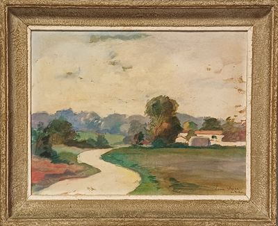 Louis SUIRE (1899-1987) " Chemin sinueux, grands arbres et m…