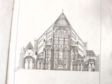 le dessin d'un bâtiment sur une feuille de papier