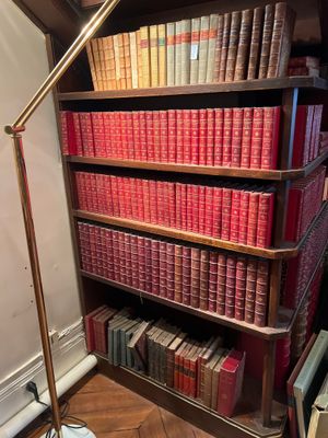 une étagère avec de nombreux livres