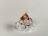 an image of a gold ring with a red stone in it