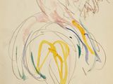 an image of a drawing of a horse with a bird on it ' s back