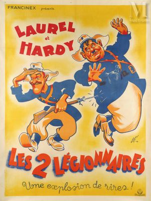 french movie poster for le 2 legionaires, starring laurel and harry