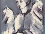 une image d'un tableau représentant une femme en robe blanche
