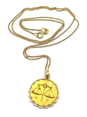 Chaine en or jaune 9K 375ml et pendentif zodiaque signe balance - L ch - Photo 1