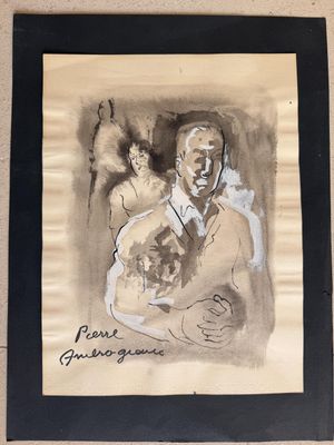Pierre AMBROGIANI (1907-1985). "L'homme et la femme" Lavis d…