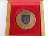 une médaille d'or dans un cadre rouge sur fond blanc