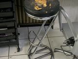 an image of a messy kitchen counter with a dirty stool