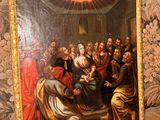une photo d'un tableau représentant un groupe de personnes assises sur un canapé