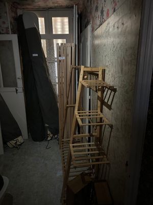 a ladder leaning up against a wall in a room