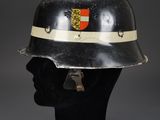 a close up of a helmet on a mannequin head