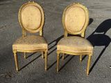 pair of antique french style dining chairs with upholstered upholstered seats