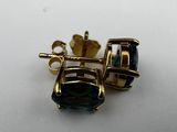 an image of a pair of gold earrings with a blue topaz stone