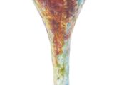 a glass vase that is sitting on a table