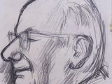 dessin représentant de profil un homme portant des lunettes et une barbe
