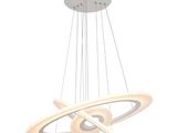 the circular light fixture is hanging from the ceiling in the room
