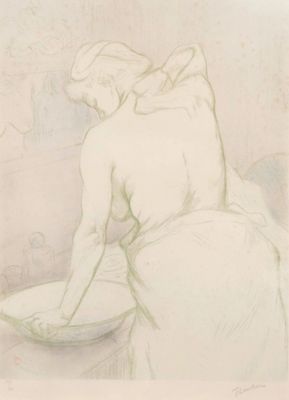 an image of a drawing of a woman washing her hands in a bowl