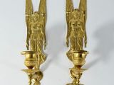 pair of antique brass angel candlesticks