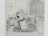 a drawing of a woman sitting on a couch next to a cat