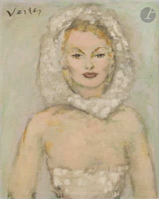 an image of a painting of a woman in a white dress
