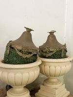 Quatre plafonniers en laiton et fleurs en verre - Italie (photo 3)