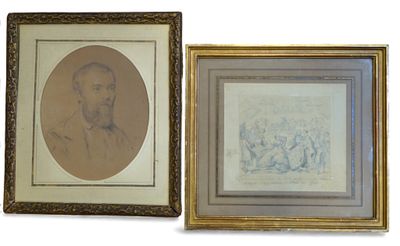 Émile Charles WATTIER (1800-1868). Scène de cour. Dessin au crayon sur - Photo 1