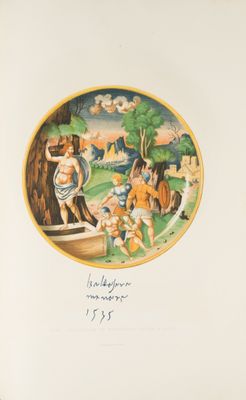 une image représentant une assiette sur laquelle est peinte une scène représentant un homme et une femme