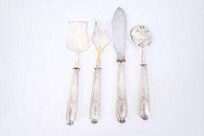 Service à mignardises en argent 925 millièmes le manche en a…