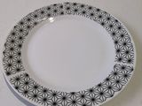 a black and white plate with a pattern on it