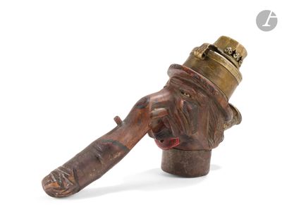 an image of a hand holding a pipe on a white background