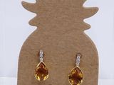 earrings with citrine and diamonds in a pineapple shape