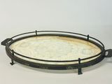 a round tray with a circular design on it