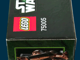 a box of lego star wars items on a blue background