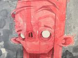 a drawing of a cartoon character with a red head