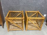 pair of vintage rattan end tables