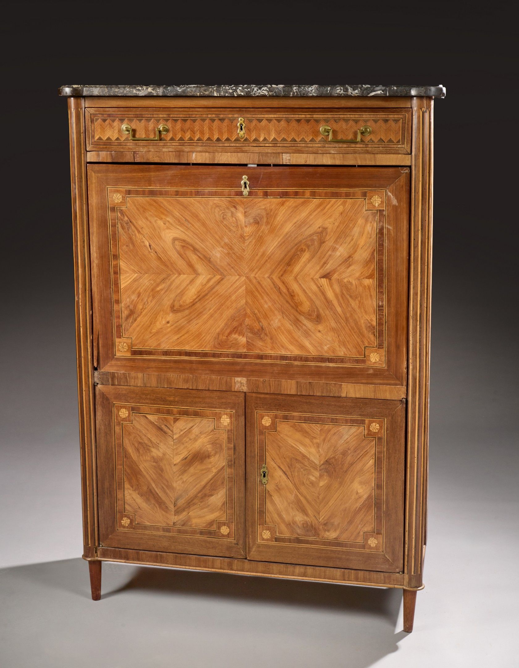 Secrétaire à abattant en placage et marqueterie de bois d'es…