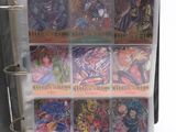 a close up of a binder with a bunch of cards inside of it