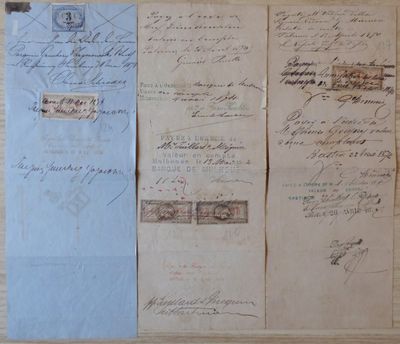 France Fiscaux : Effets de commerce Nr 124, 126, 127, 128, s…