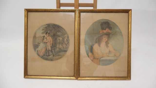 Lot de deux gravures, Portrait et Scène galante. Non signées