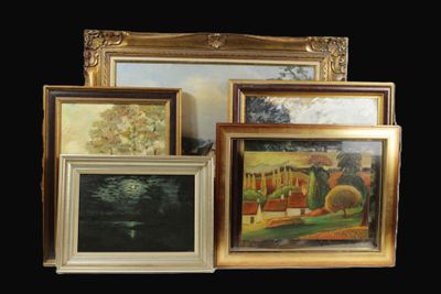 Réunion de 5 paysages comprenant : KAPUSTRA (XXe)