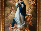 an image of a painting of the virgin surrounded by angels